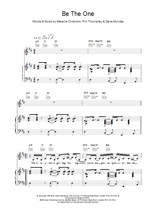 Melanie C Be The One Sheet Music Notes & Chords for Piano, Vocal & Guitar - Download or Print PDF