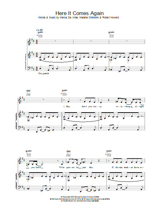 Melanie C Here It Comes Again Sheet Music Notes & Chords for Lead Sheet / Fake Book - Download or Print PDF