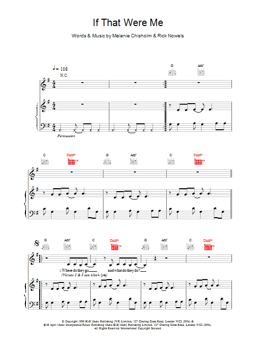 Melanie C If That Were Me Sheet Music Notes & Chords for Piano, Vocal & Guitar - Download or Print PDF