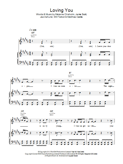 Melanie C Loving You Sheet Music Notes & Chords for Piano, Vocal & Guitar (Right-Hand Melody) - Download or Print PDF