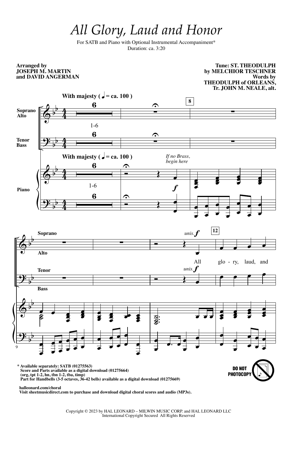 Melchior Teschner All Glory, Laud and Honor (arr. Joseph M. Martin and David Angerman) Sheet Music Notes & Chords for SATB Choir - Download or Print PDF