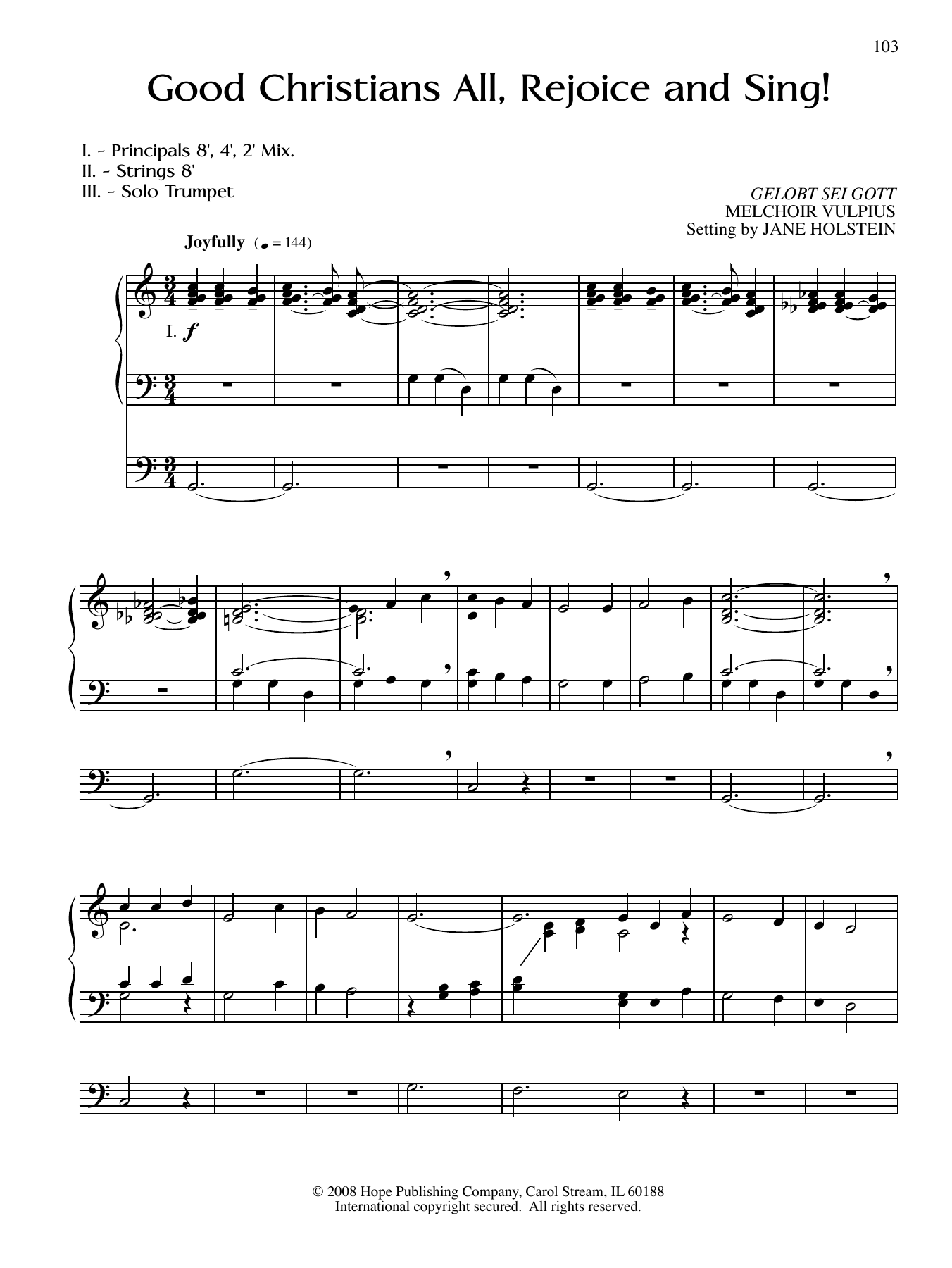 MELCHOIR VULPIUS Good Christians All, Rejoice and Sing! Sheet Music Notes & Chords for Organ - Download or Print PDF