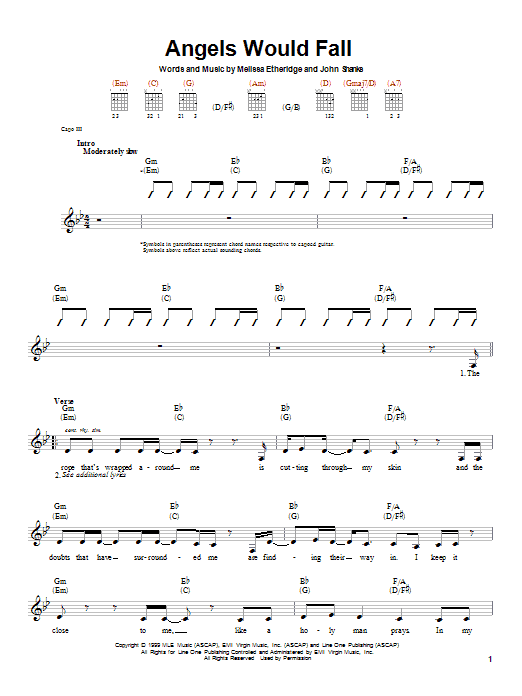 Melissa Etheridge Angels Would Fall Sheet Music Notes & Chords for Piano, Vocal & Guitar Chords (Right-Hand Melody) - Download or Print PDF