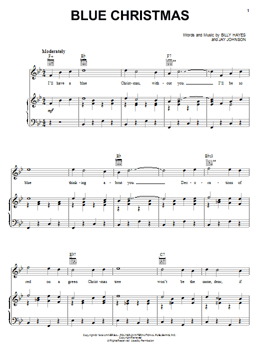 Melissa Etheridge Blue Christmas Sheet Music Notes & Chords for Piano, Vocal & Guitar (Right-Hand Melody) - Download or Print PDF