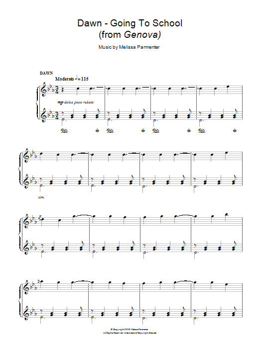 Melissa Parmenter Dawn - Going To School Sheet Music Notes & Chords for Piano - Download or Print PDF