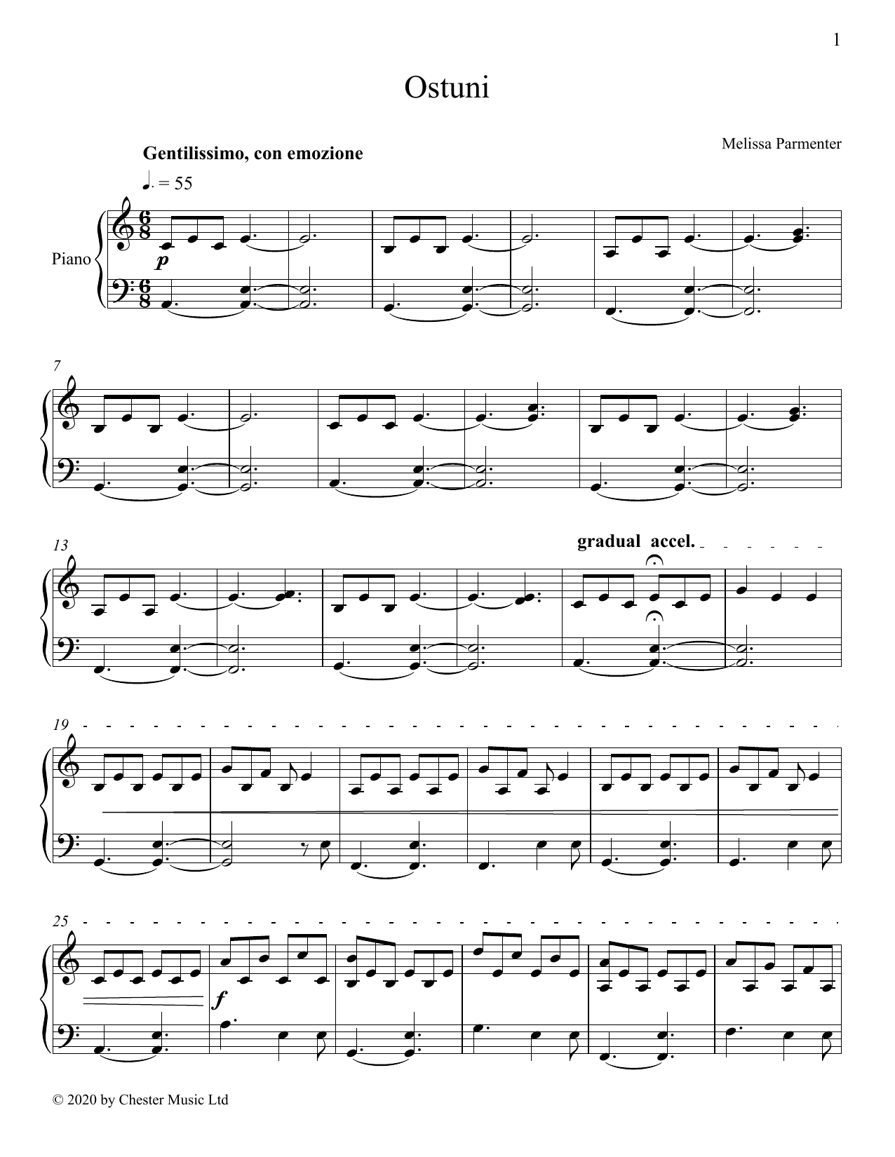 Melissa Parmenter Ostuni Sheet Music Notes & Chords for Piano Solo - Download or Print PDF