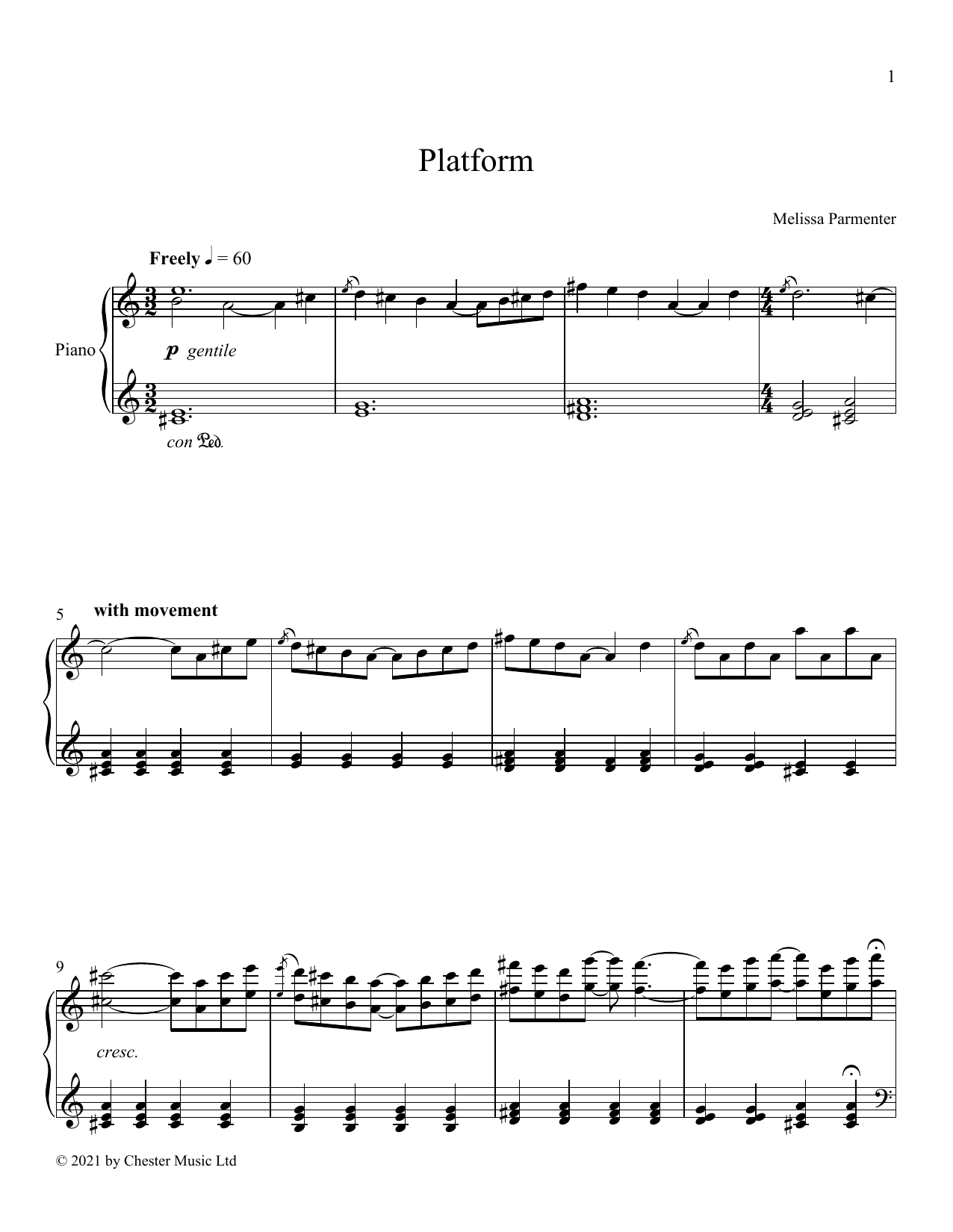 Melissa Parmenter Platform Sheet Music Notes & Chords for Piano Solo - Download or Print PDF
