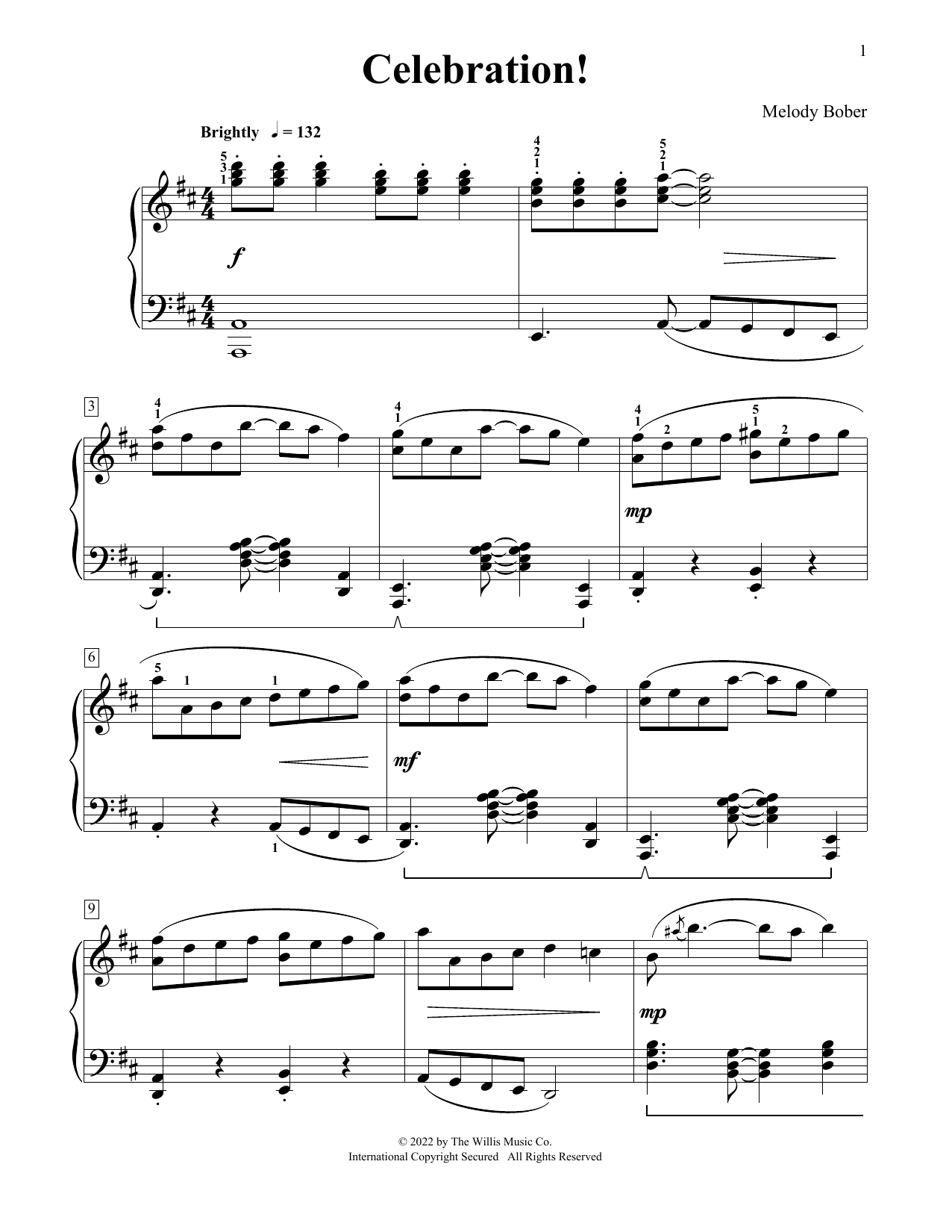 Melody Bober Celebration! Sheet Music Notes & Chords for Educational Piano - Download or Print PDF