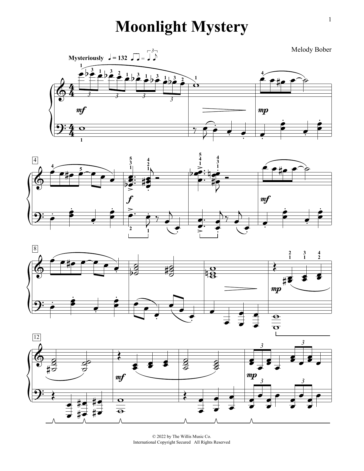 Melody Bober Moonlight Mystery Sheet Music Notes & Chords for Educational Piano - Download or Print PDF