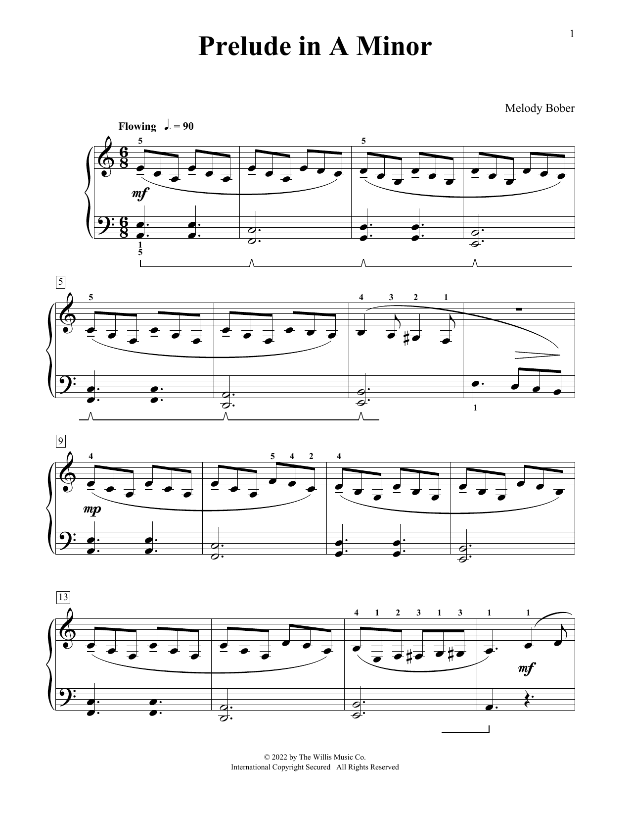 Melody Bober Prelude In A Minor Sheet Music Notes & Chords for Educational Piano - Download or Print PDF