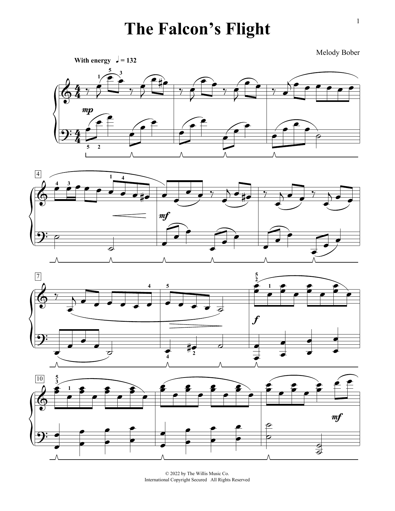 Melody Bober The Falcon's Flight Sheet Music Notes & Chords for Educational Piano - Download or Print PDF