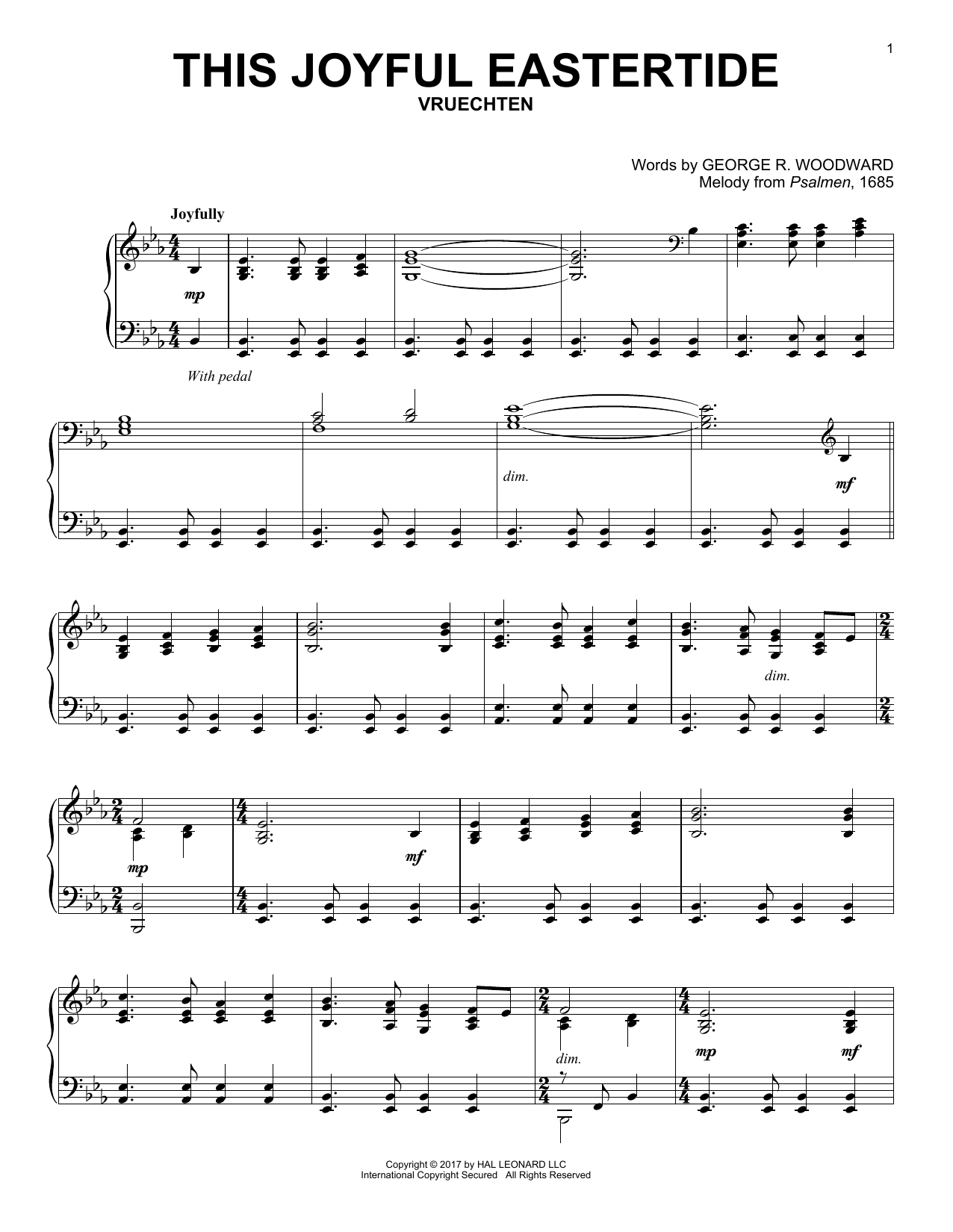 Melody from Psalmen, 1685 This Joyful Eastertide Sheet Music Notes & Chords for Piano - Download or Print PDF