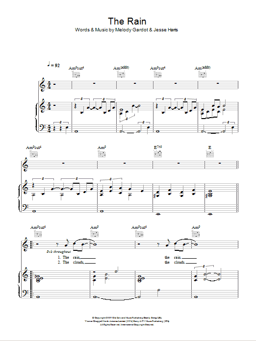 Melody Gardot The Rain Sheet Music Notes & Chords for Piano, Vocal & Guitar - Download or Print PDF