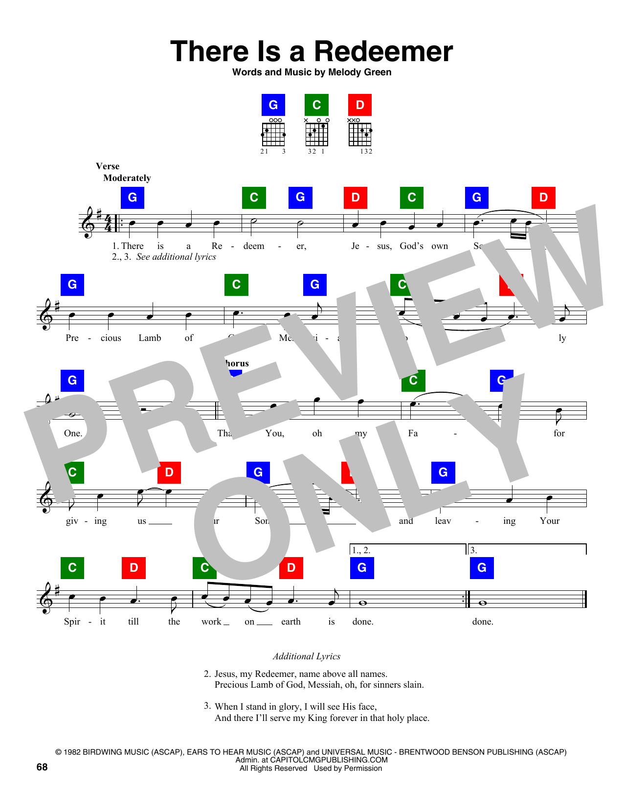 Melody Green There Is A Redeemer Sheet Music Notes & Chords for ChordBuddy - Download or Print PDF