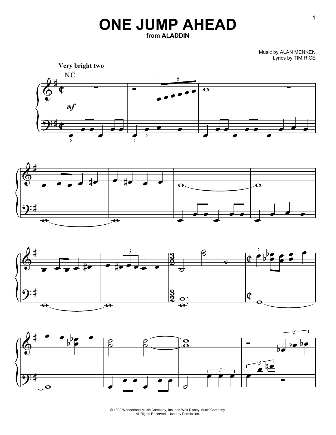 Mena Massoud One Jump Ahead (from Disney's Aladdin) Sheet Music Notes & Chords for Easy Piano - Download or Print PDF