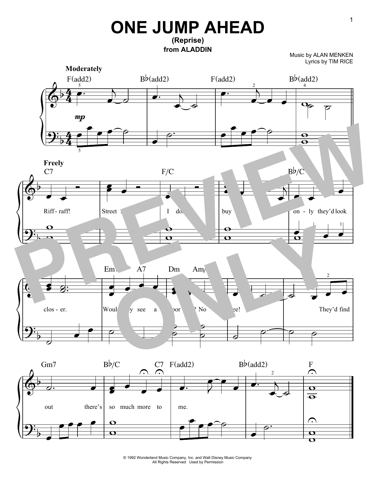 Mena Massoud One Jump Ahead (Reprise) (from Disney's Aladdin) Sheet Music Notes & Chords for Piano, Vocal & Guitar (Right-Hand Melody) - Download or Print PDF