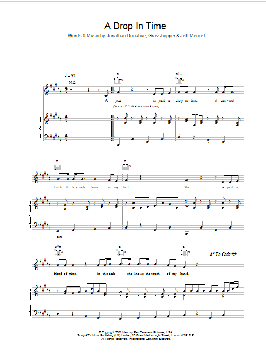 Mercury Rev A Drop In Time Sheet Music Notes & Chords for Piano, Vocal & Guitar - Download or Print PDF