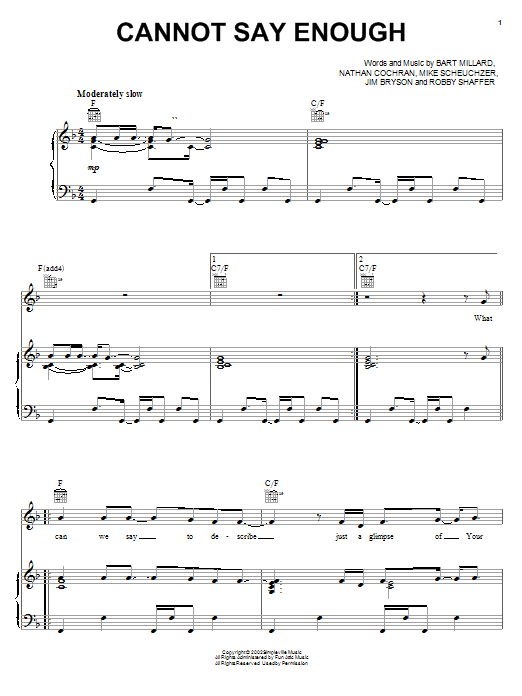 MercyMe Cannot Say Enough Sheet Music Notes & Chords for Piano - Download or Print PDF