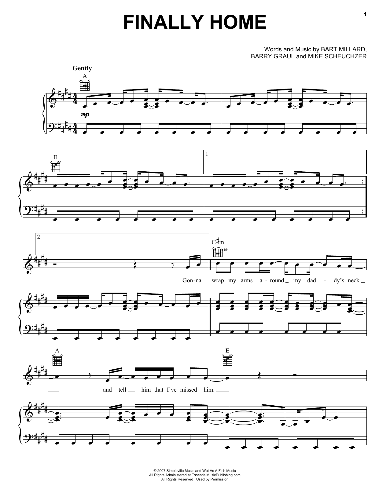 MercyMe Finally Home Sheet Music Notes & Chords for Easy Guitar Tab - Download or Print PDF