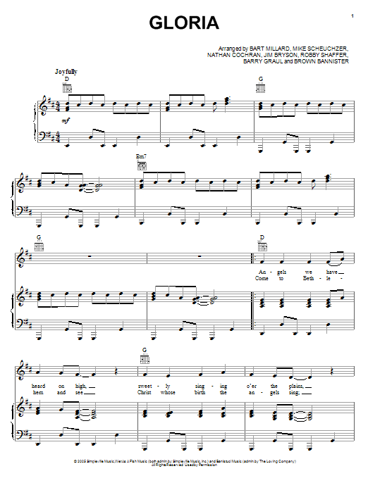 MercyMe Gloria Sheet Music Notes & Chords for Piano, Vocal & Guitar (Right-Hand Melody) - Download or Print PDF