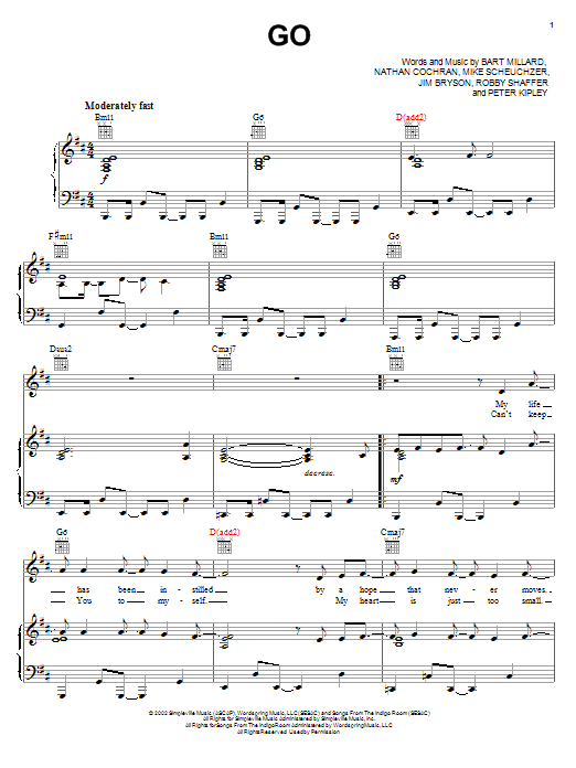 MercyMe Go Sheet Music Notes & Chords for Easy Piano - Download or Print PDF