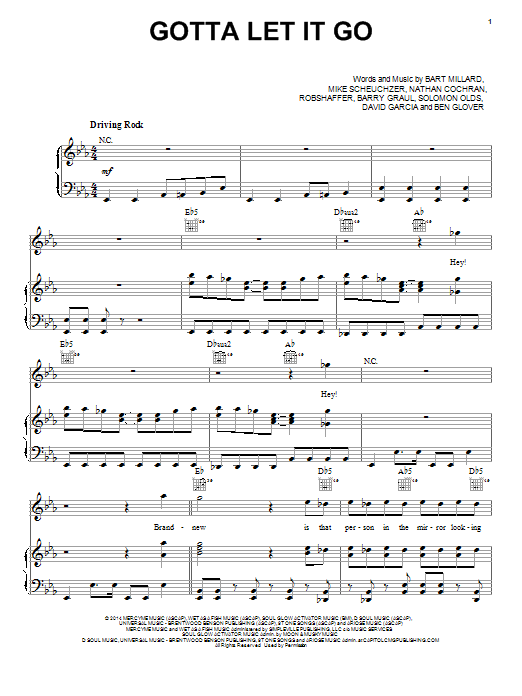 MercyMe Gotta Let It Go Sheet Music Notes & Chords for Piano, Vocal & Guitar (Right-Hand Melody) - Download or Print PDF