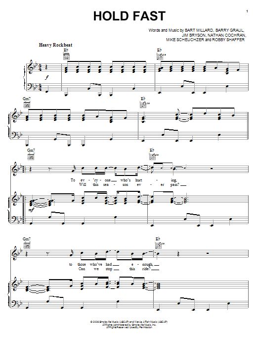 MercyMe Hold Fast Sheet Music Notes & Chords for Piano, Vocal & Guitar (Right-Hand Melody) - Download or Print PDF