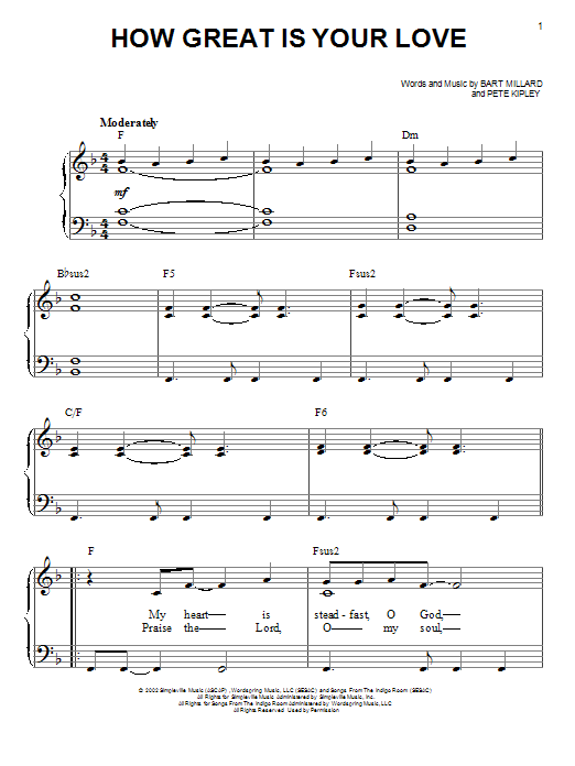 MercyMe How Great Is Your Love Sheet Music Notes & Chords for Piano, Vocal & Guitar (Right-Hand Melody) - Download or Print PDF