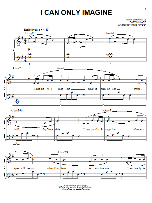 MercyMe I Can Only Imagine Sheet Music Notes & Chords for Easy Piano - Download or Print PDF