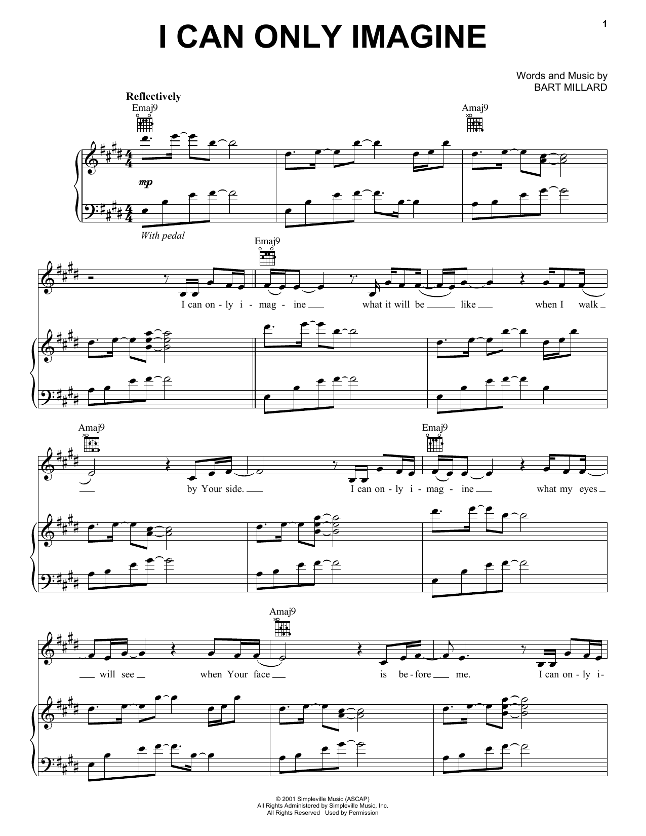 MercyMe I Can Only Imagine Sheet Music Notes & Chords for Piano - Download or Print PDF