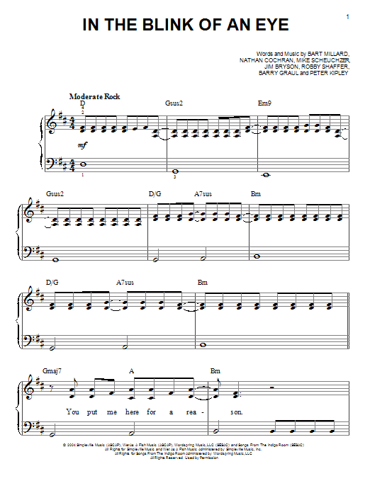 MercyMe In The Blink Of An Eye Sheet Music Notes & Chords for Easy Guitar - Download or Print PDF