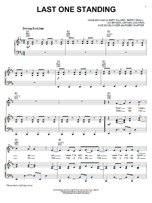 MercyMe Last One Standing Sheet Music Notes & Chords for Piano, Vocal & Guitar (Right-Hand Melody) - Download or Print PDF