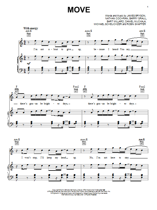 MercyMe Move Sheet Music Notes & Chords for Piano, Vocal & Guitar (Right-Hand Melody) - Download or Print PDF