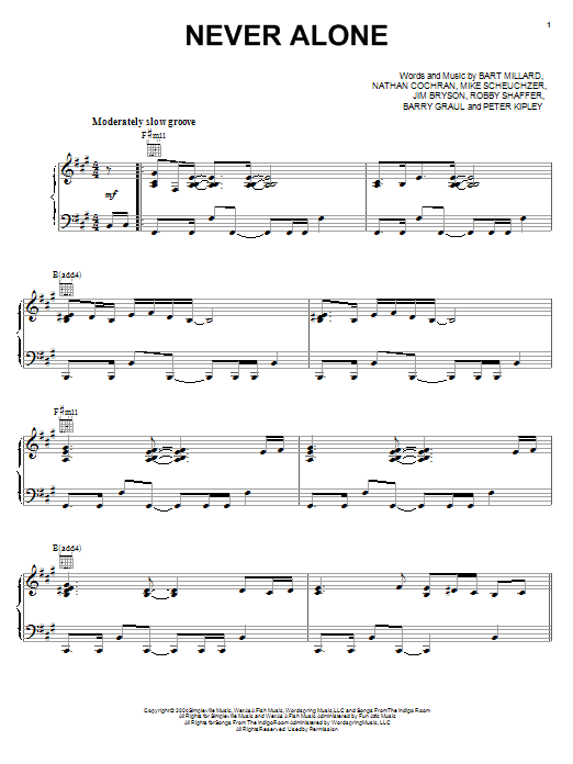 MercyMe Never Alone Sheet Music Notes & Chords for Piano, Vocal & Guitar (Right-Hand Melody) - Download or Print PDF
