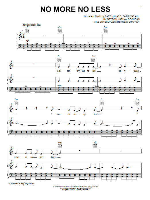 MercyMe No More No Less Sheet Music Notes & Chords for Piano, Vocal & Guitar (Right-Hand Melody) - Download or Print PDF