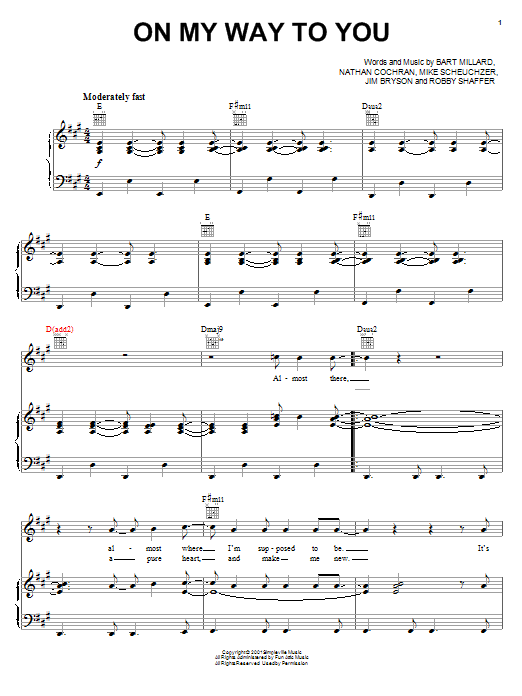 MercyMe On My Way To You Sheet Music Notes & Chords for Piano, Vocal & Guitar (Right-Hand Melody) - Download or Print PDF