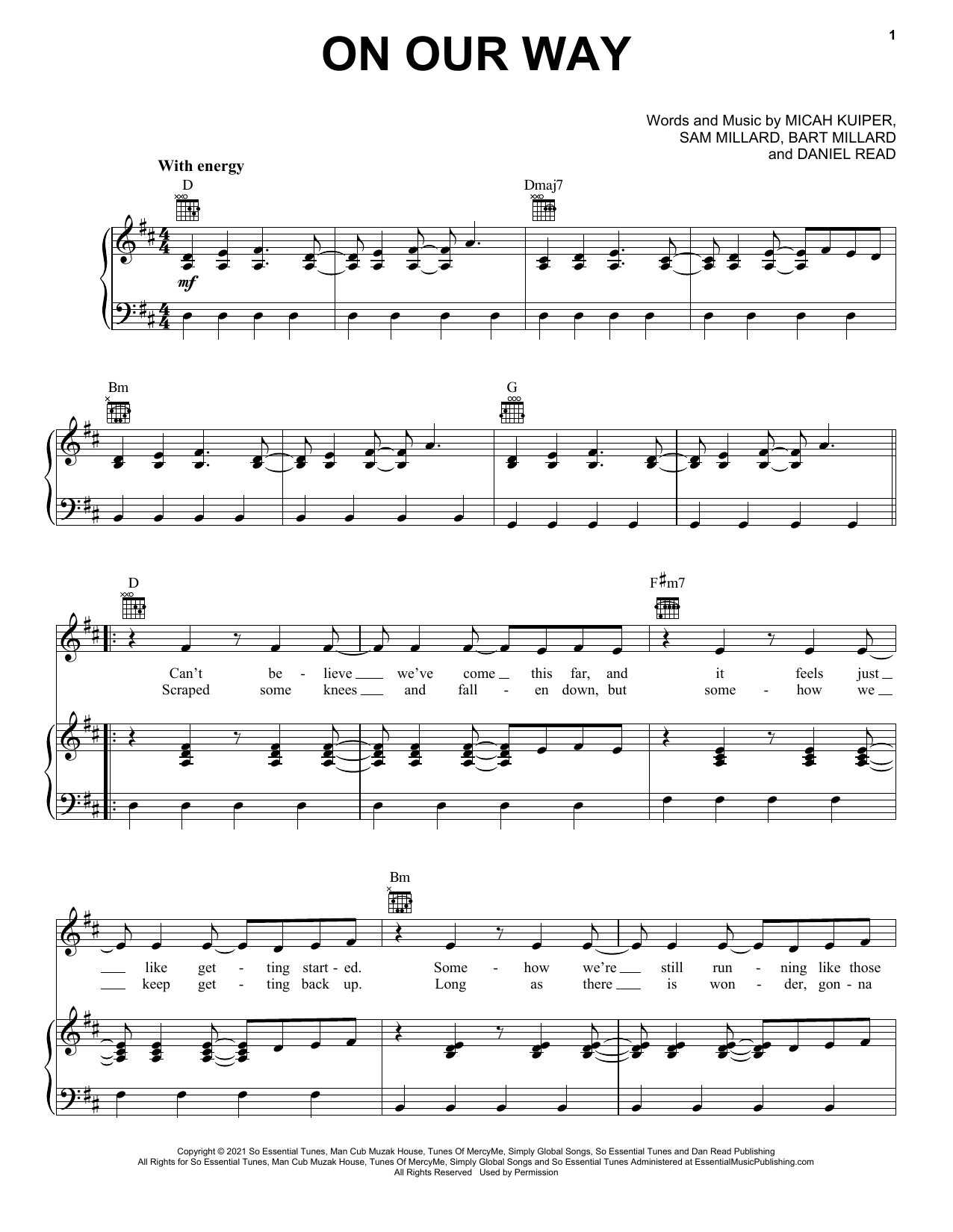 MercyMe On Our Way (feat. Sam Wesley) Sheet Music Notes & Chords for Piano, Vocal & Guitar (Right-Hand Melody) - Download or Print PDF