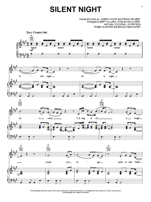 MercyMe Silent Night Sheet Music Notes & Chords for Piano, Vocal & Guitar (Right-Hand Melody) - Download or Print PDF