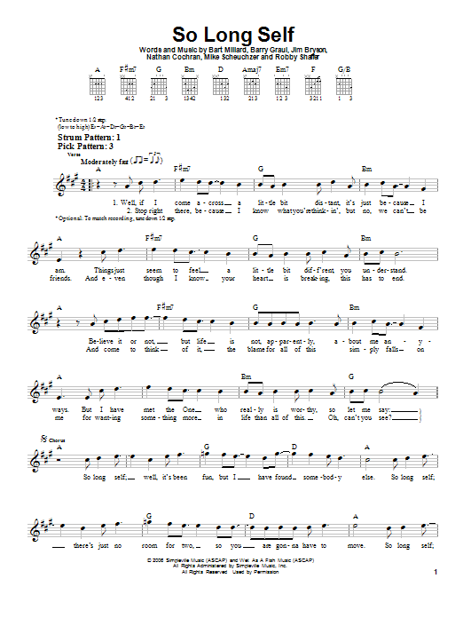 MercyMe So Long Self Sheet Music Notes & Chords for Piano, Vocal & Guitar (Right-Hand Melody) - Download or Print PDF