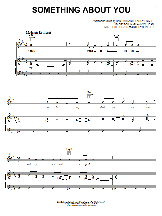 MercyMe Something About You Sheet Music Notes & Chords for Piano, Vocal & Guitar (Right-Hand Melody) - Download or Print PDF