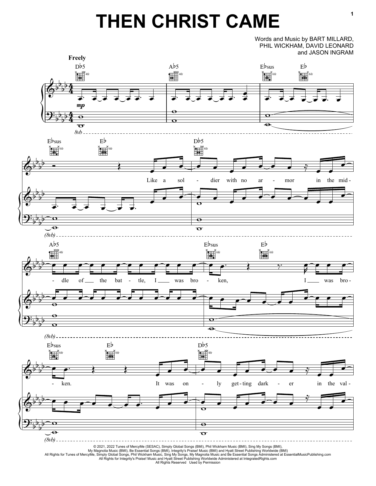 MercyMe Then Christ Came Sheet Music Notes & Chords for Piano, Vocal & Guitar Chords (Right-Hand Melody) - Download or Print PDF