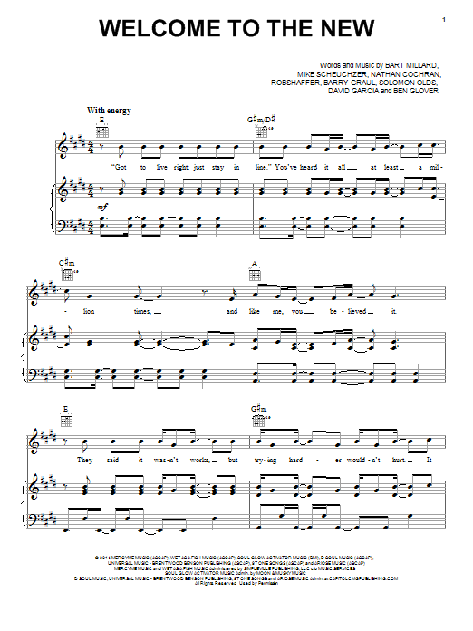 MercyMe Welcome To The New Sheet Music Notes & Chords for Piano, Vocal & Guitar (Right-Hand Melody) - Download or Print PDF