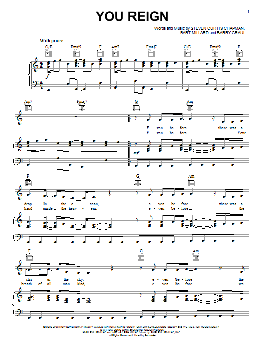 MercyMe You Reign Sheet Music Notes & Chords for Easy Piano - Download or Print PDF MercyMe You Reign Sheet Music Notes & Chords for Easy Piano - Download or Print PDF