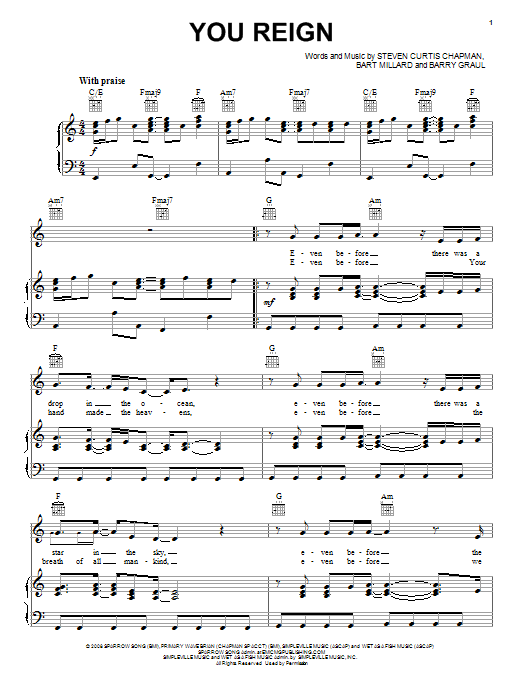 MercyMe You Reign Sheet Music Notes & Chords for Easy Piano - Download or Print PDF