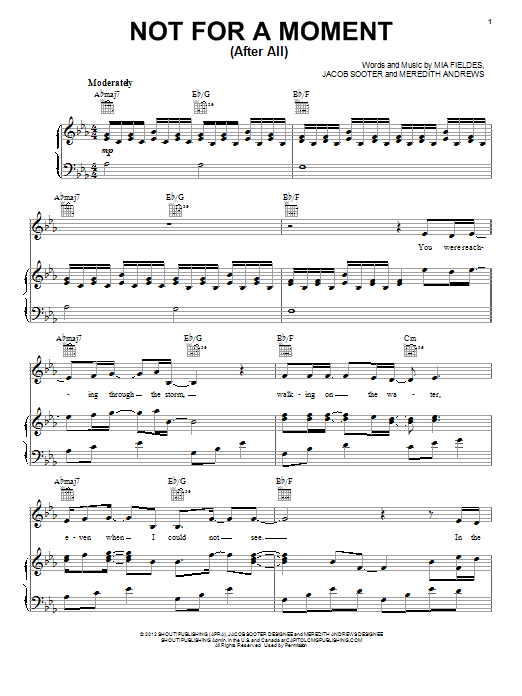 Meredith Andrews Not For A Moment (After All) Sheet Music Notes & Chords for Piano, Vocal & Guitar (Right-Hand Melody) - Download or Print PDF