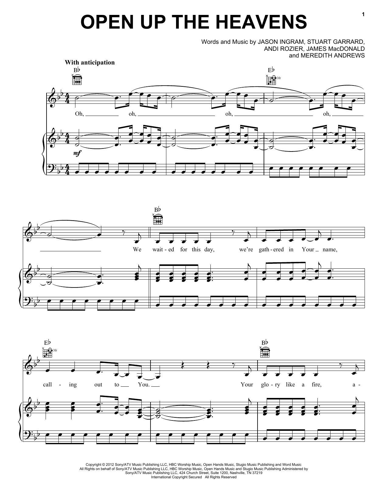Meredith Andrews Open Up The Heavens Sheet Music Notes & Chords for Flute Solo - Download or Print PDF