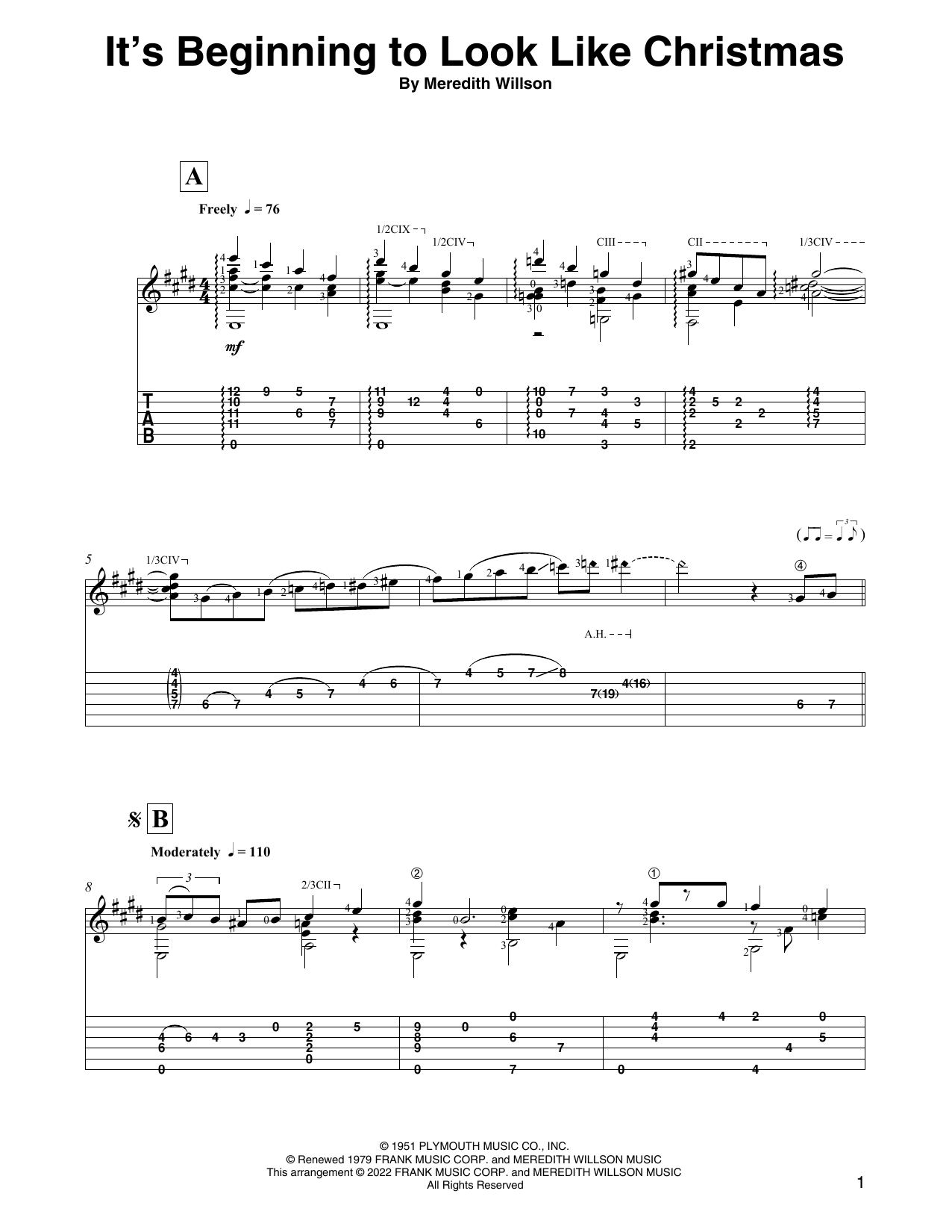 Meredith Willson It's Beginning To Look Like Christmas (arr. David Jaggs) Sheet Music Notes & Chords for Solo Guitar - Download or Print PDF