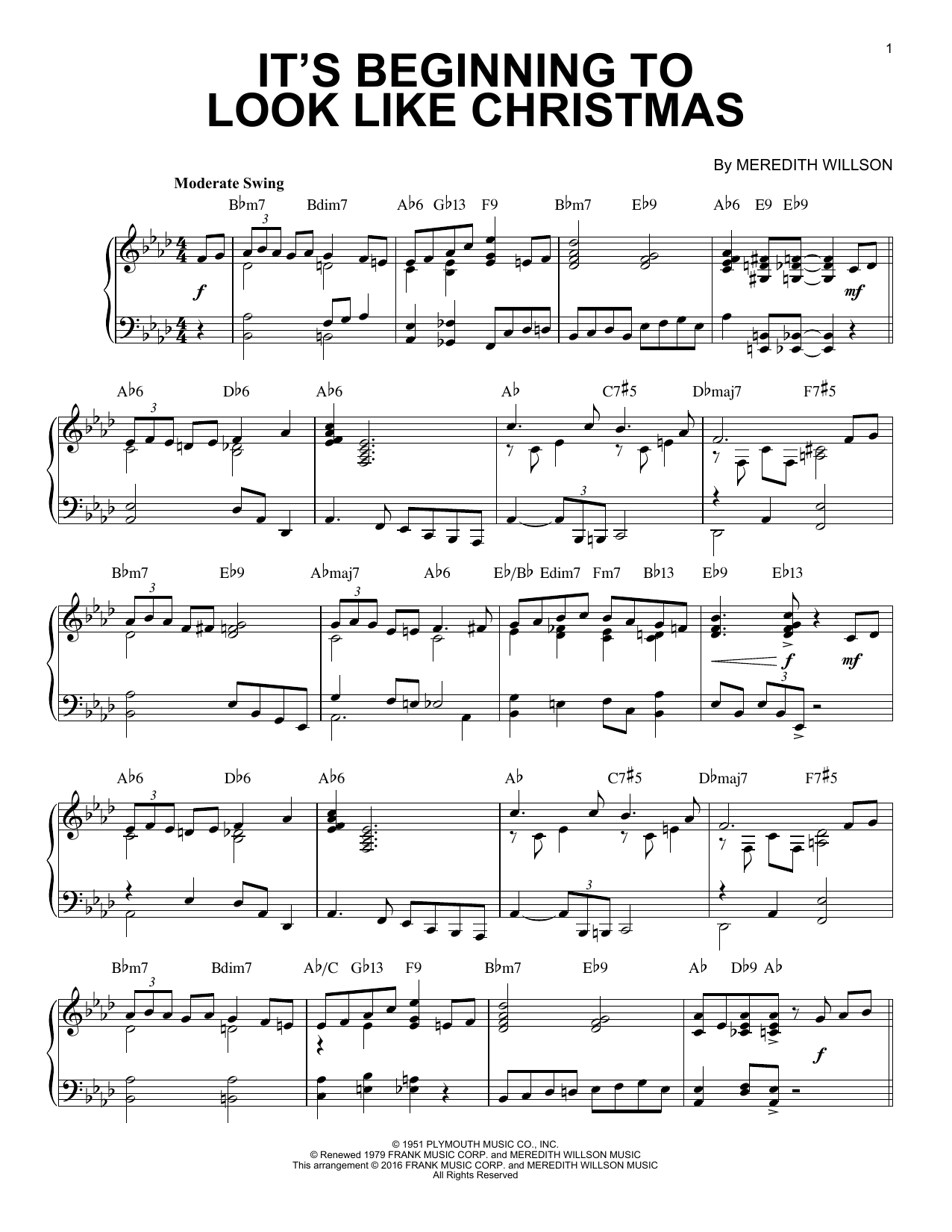 Meredith Willson It's Beginning To Look Like Christmas (arr. Brent Edstrom) Sheet Music Notes & Chords for Piano Solo - Download or Print PDF