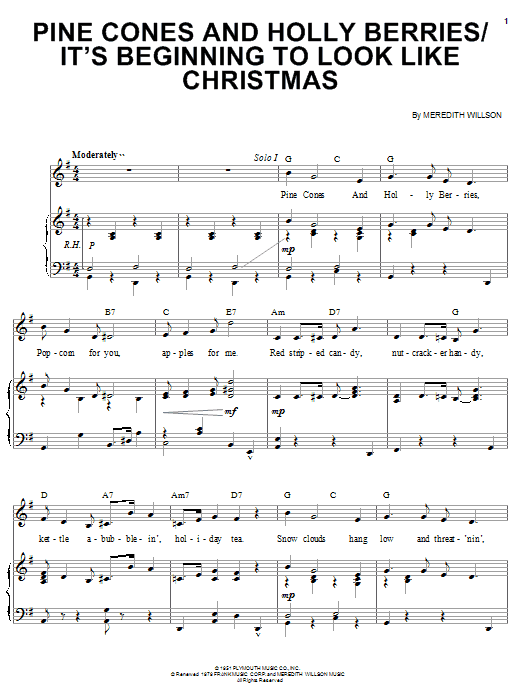 Meredith Willson It's Beginning To Look Like Christmas Sheet Music Notes & Chords for Melody Line, Lyrics & Chords - Download or Print PDF