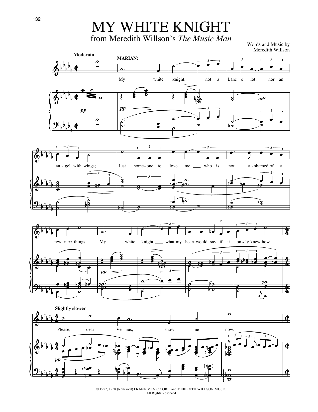 Meredith Willson My White Knight (from The Music Man) Sheet Music Notes & Chords for Piano & Vocal - Download or Print PDF